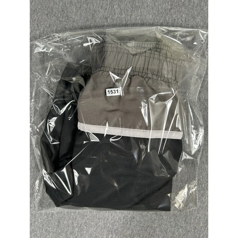 Nike Men's Black Gray Colorblock Mesh Lined Swim Trunks Size XL